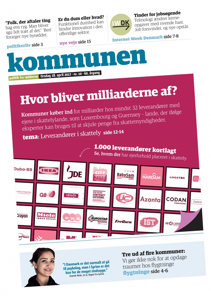 En undersøgelse i seneste udgave af Kommunen kortlagde, at kommunerne i 2015 havde omkostninger for 4,4 milliarder kroner til 32 leverandører, som har ejerskab – eller dele af ejerskabet – placeret i skattelylande.