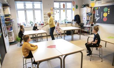 Få børn mødte i skole torsdag, fx var kun 20 af 558 børn mødt frem her på Fredericia Realskole.