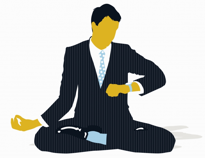 Businessman sitting in lotus position<br />Illustration: Polfoto<br />